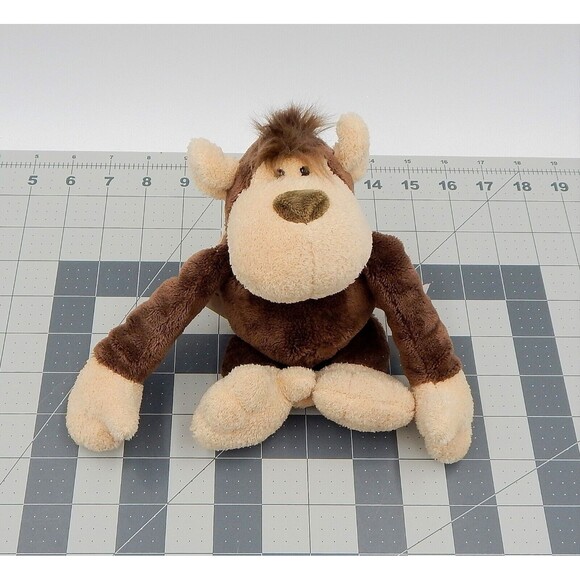 Nici Brown Monkey 8 Inch Laying Floppy Plush Stuffed Toy Collectable Swing Tag - Picture 1 of 8